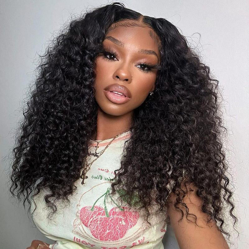 Deep Wave 4x4 HD Pre-plucked Hairline Lace Closure Wig 150% Density Daily Sale