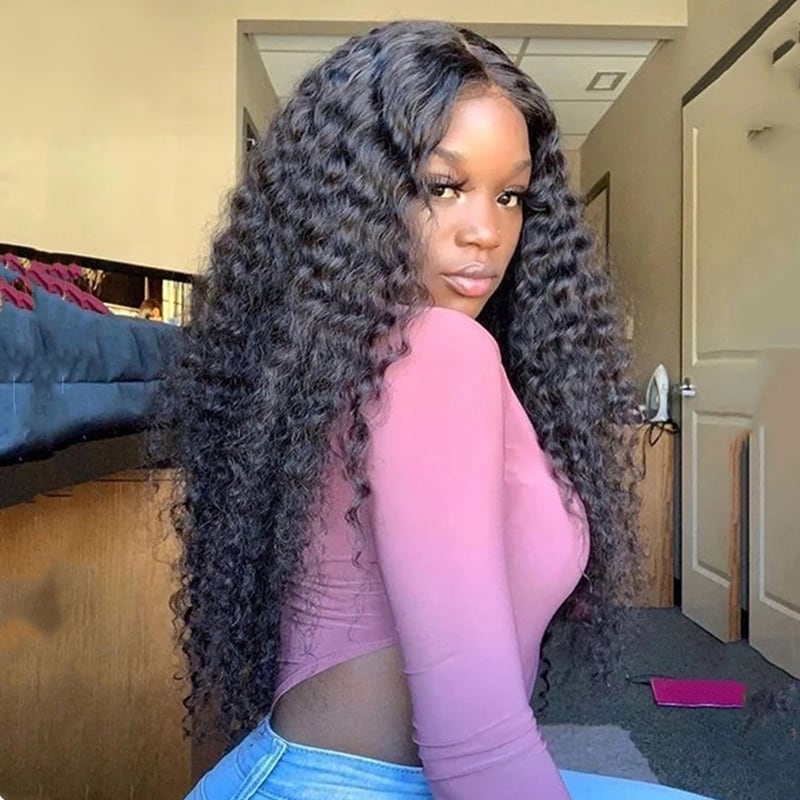 Deep Wave 4x4 HD Pre-plucked Hairline Lace Closure Wig 150% Density Daily Sale