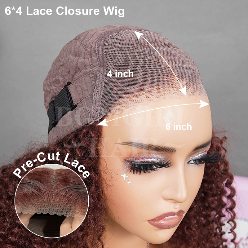 Reddish Brown Deep Wave Wear Go Wig 6x4 Lace Closure 180% Wig Daily Sale