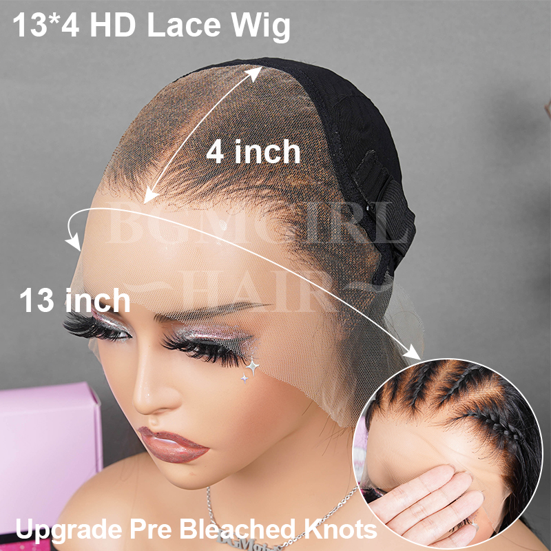 Pre Bleached Knots Body Wave 13x4 HD Lace Front Wig 150% Daily Sale