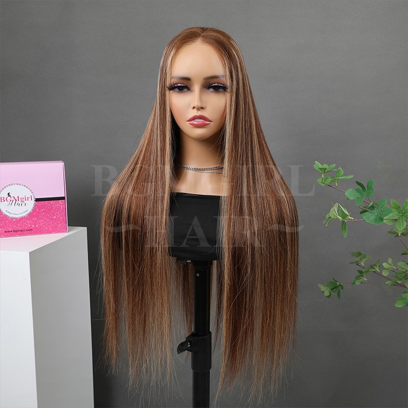 Brown Highlight Straight Wear & Go Glueless 180% HD Lace Closure Color Wig Valentines Day Sale