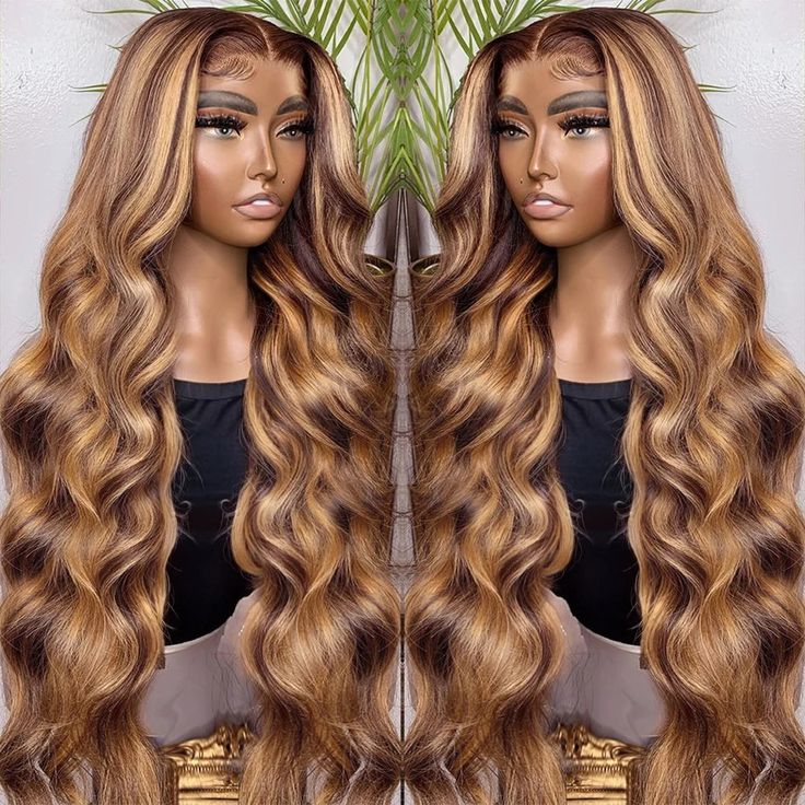 Brown Higthlight Body Wave 13x4 180% Lace Front Wig 2024 Clearance