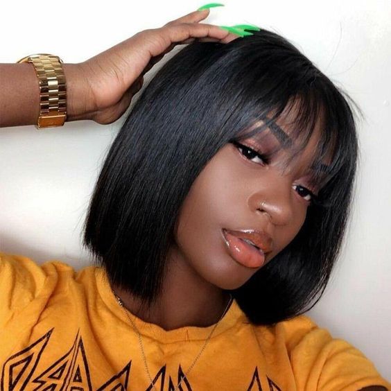 Vip Sale Straight Short Bob Wig With Bangs 180% Glueless Wig | BGMGirl