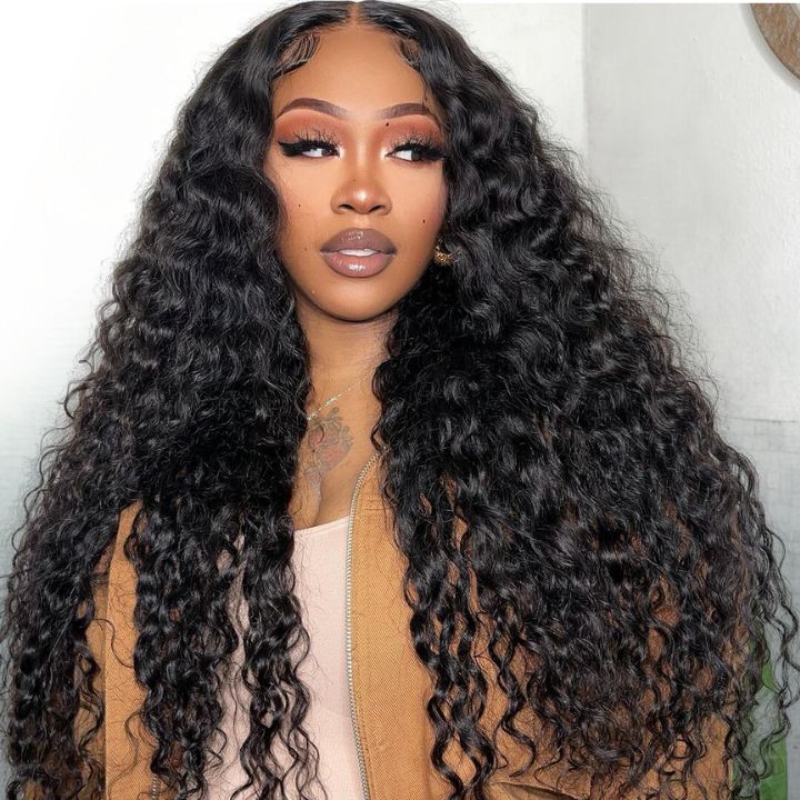 Deep Wave 13x4 200% Lace Front Wig Pre Plucked Hairline 2024 Clearance