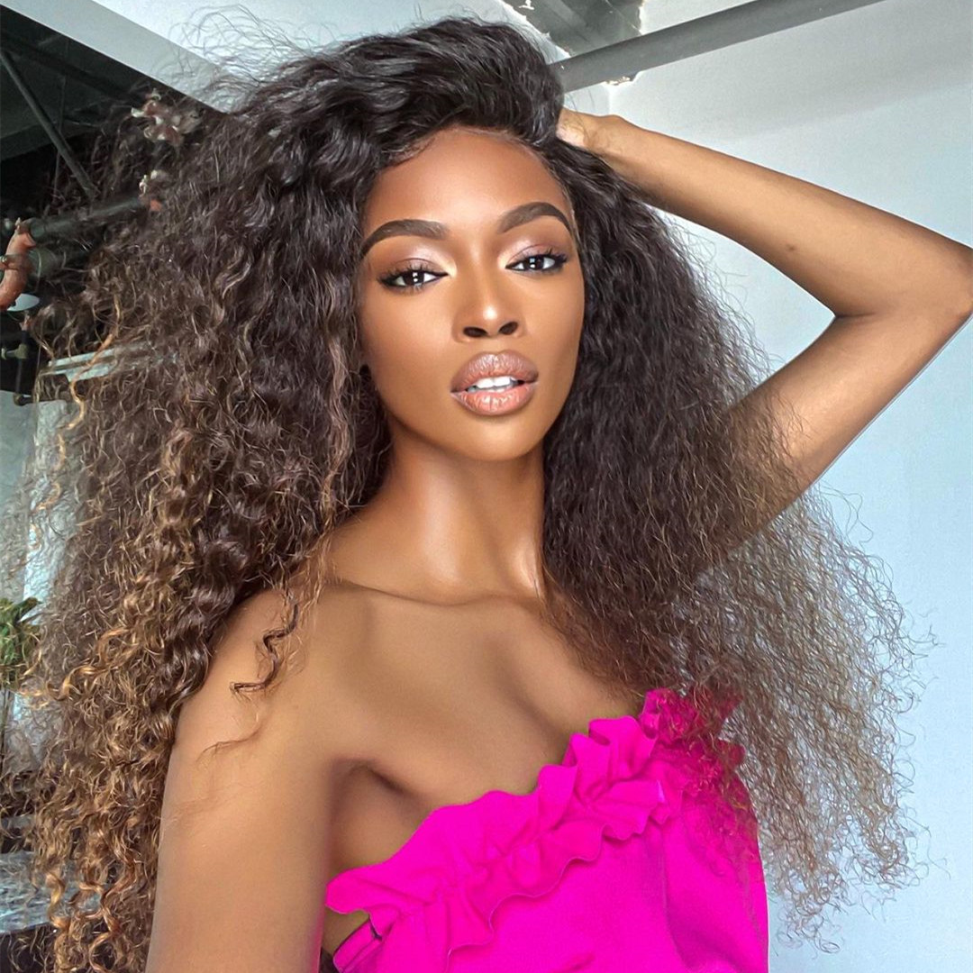 Ombre Brown Kinky Clurly Lace Front Wig | BGMgirl