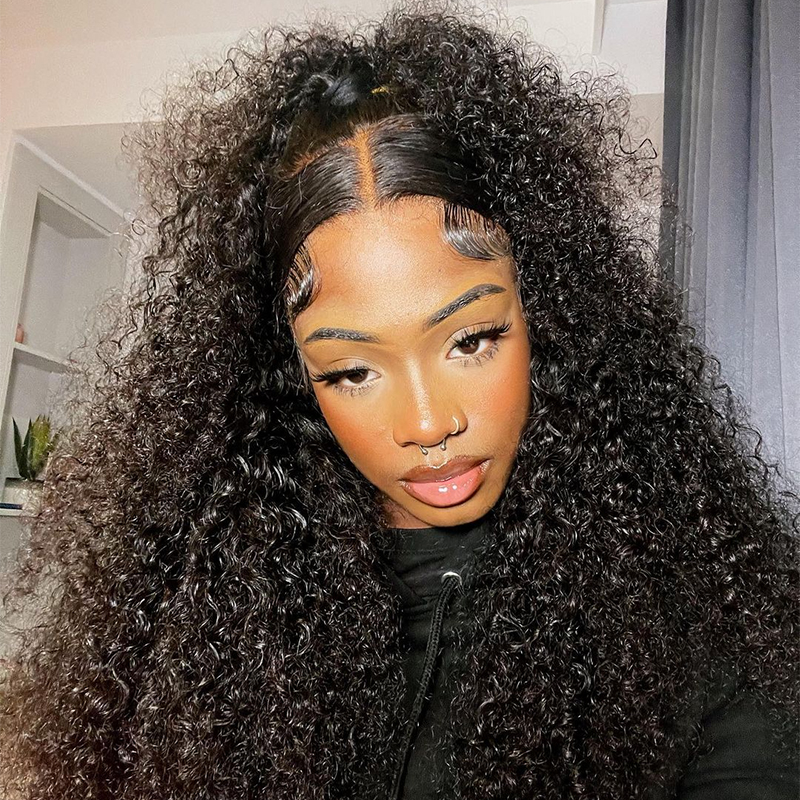 [24"=$142] 24Hrs Shipping Kinky Curly 150% Density 4x4 Transparent Lace Closure Wig