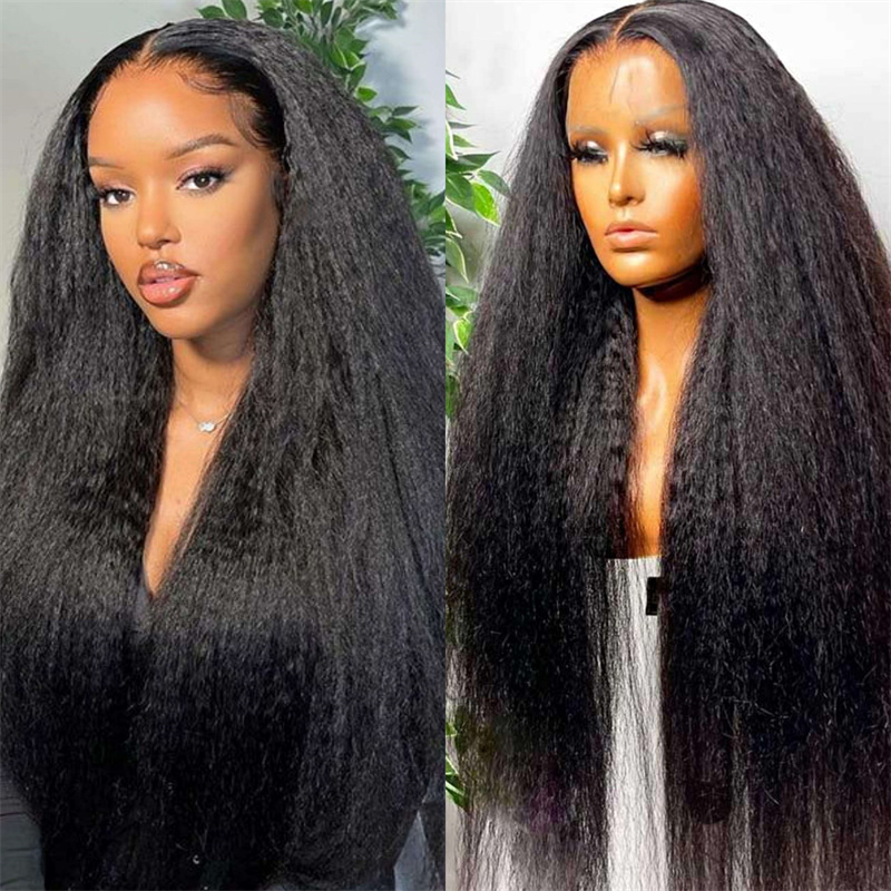 13x4 Kinky Straight HD Lace Front Wig 200% Pre Bleached Knots Flash Sale