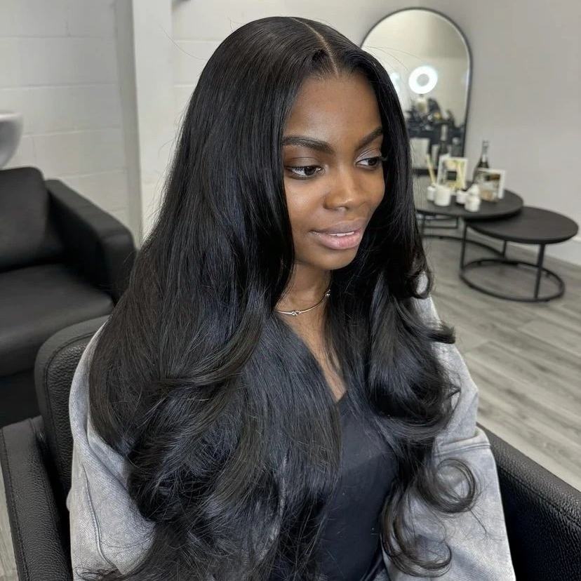 Yaki Straight Layered Cut  7x5 Lace Wear Go Wig Pre Plucked Hairline Flash Sale