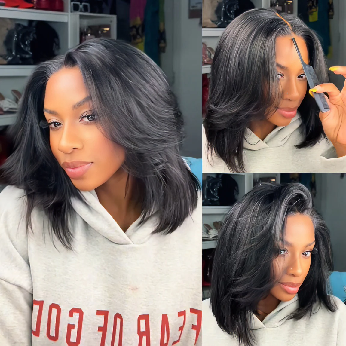 Yaki Straight Pre Layered Cut 9x6 Bob Wear Go Wig T Part Lace Bleached Draw String Glueless Wig | BGMgirl Hair