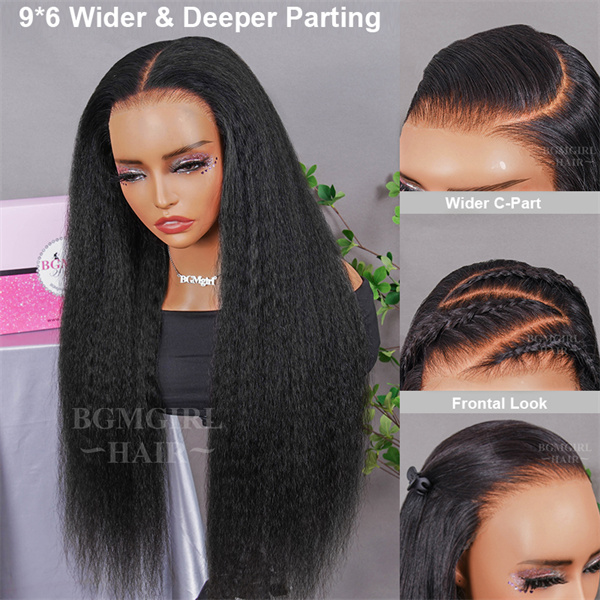 M-cap Kinky Straight 9x6 HD Wear Go Wig 180% Glueless Wig US Only