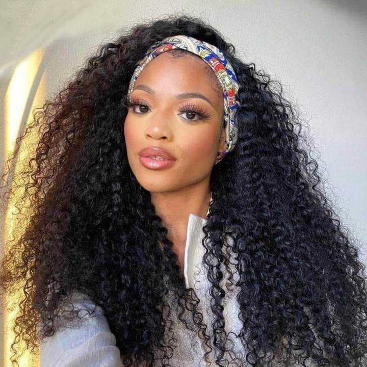 Kinky Curly Headband Wig 180% Density Machine Made Glueless Wig Daily Sale