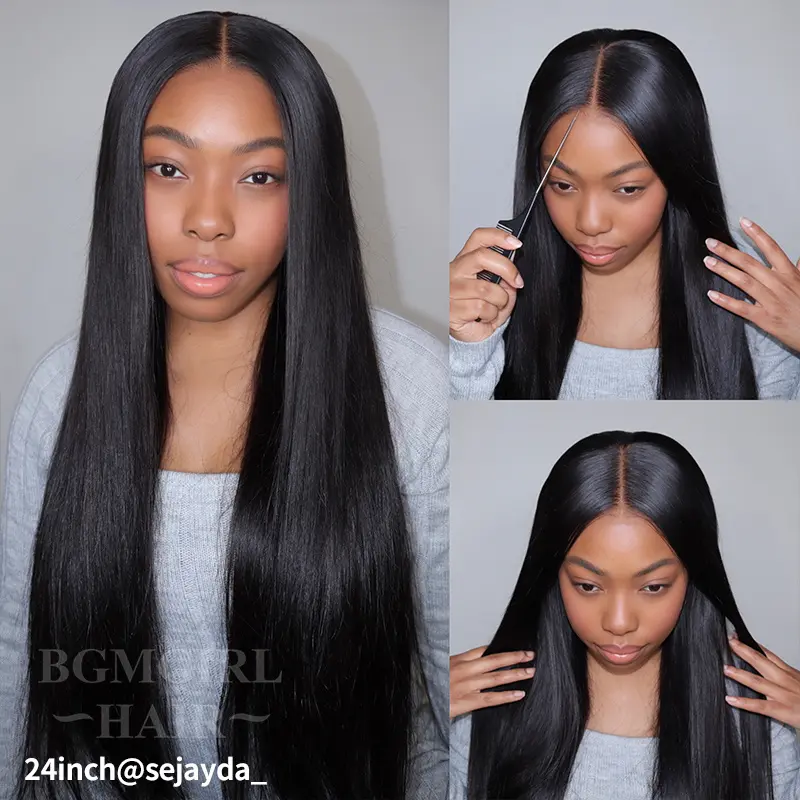 Straight Wear Go Wig 6x4 Pre bleached Transparent Lace Closure 180% Glueless Wig 2024 Crazy Clearance Sale