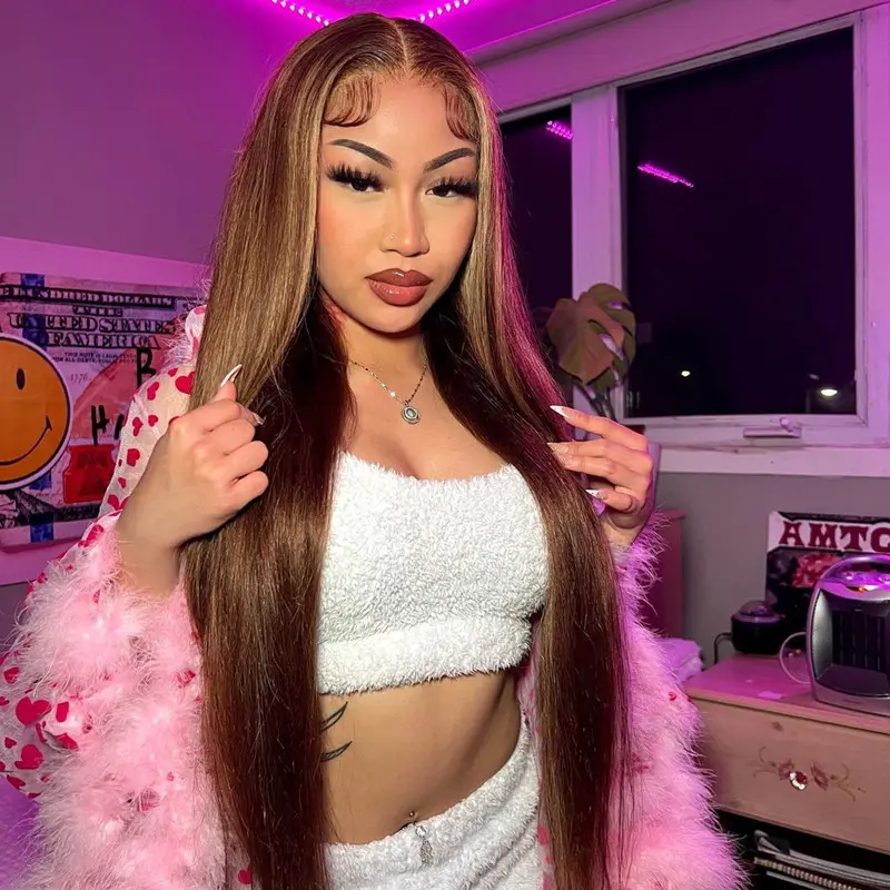 Brown Highlight Straight 9x6 M-Cap Straight Wear Go Wig Back 2 School Sale