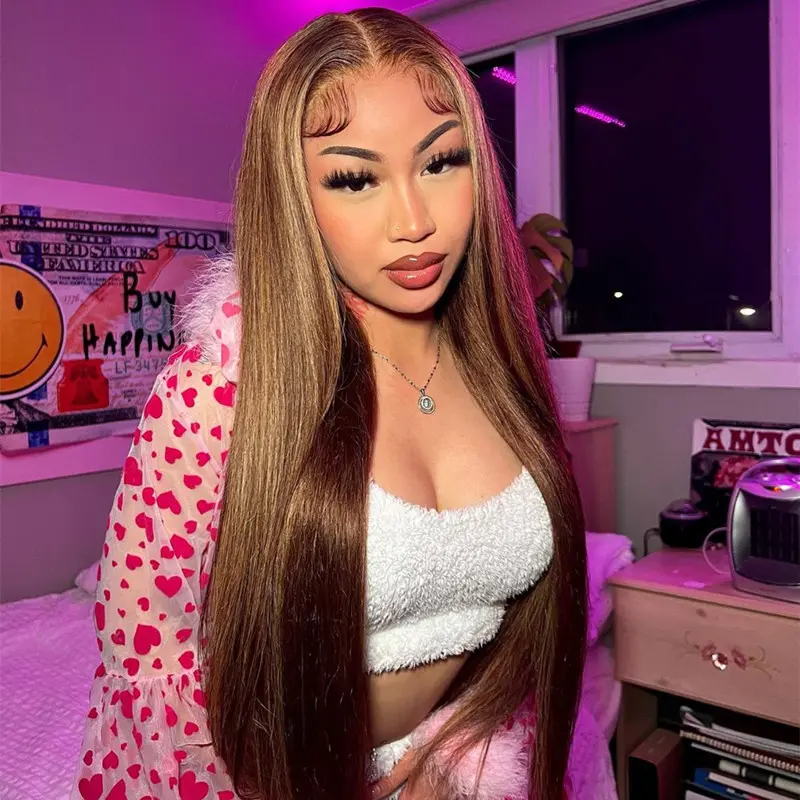 Brown Highlight Straight 9x6 M-Cap Straight Wear Go Wig Back 2 School Sale