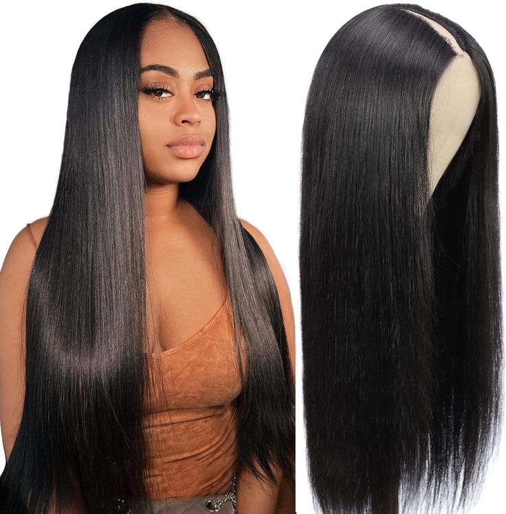 Straight Vpart Wig Lace Wig Human Hair 180% Density 2024 Clearance