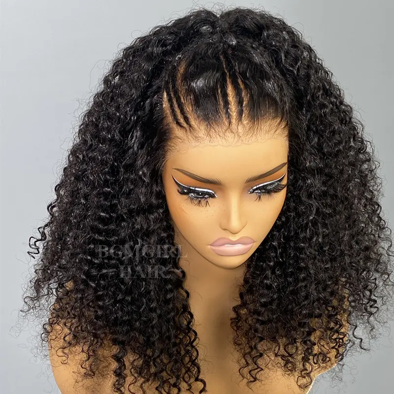 9x6 Pre Braid Style Kinky Curly M-cap Wear Go Pre Bleached Transparent Lace Glueless Wig BGMgirl Hair