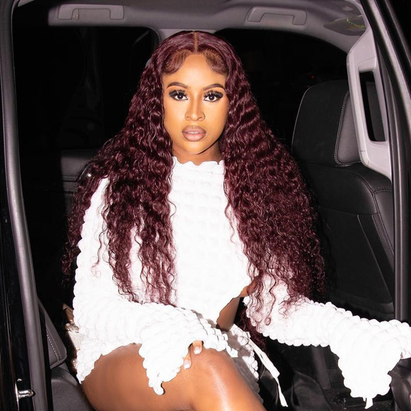 Burgundy 99J Water Wave 13x4 Lace Frontal Wig 180% Density Color Wig Daily Sale