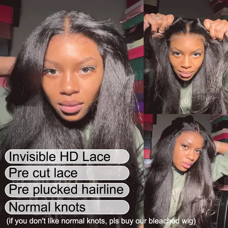 Kinky Straight Wear Go Glueless 6x4 HD Lace Closure Pre-plucked Hairline Wig Full Wig 2024 Crazy Clearance Sale