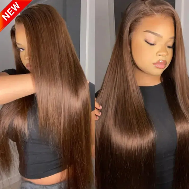 Layered Cut Chocolate Brown #4 Straight Wear Go Wig 6x4 Lace Closure 180% Glueless Color Wig | BGMgirl Hair