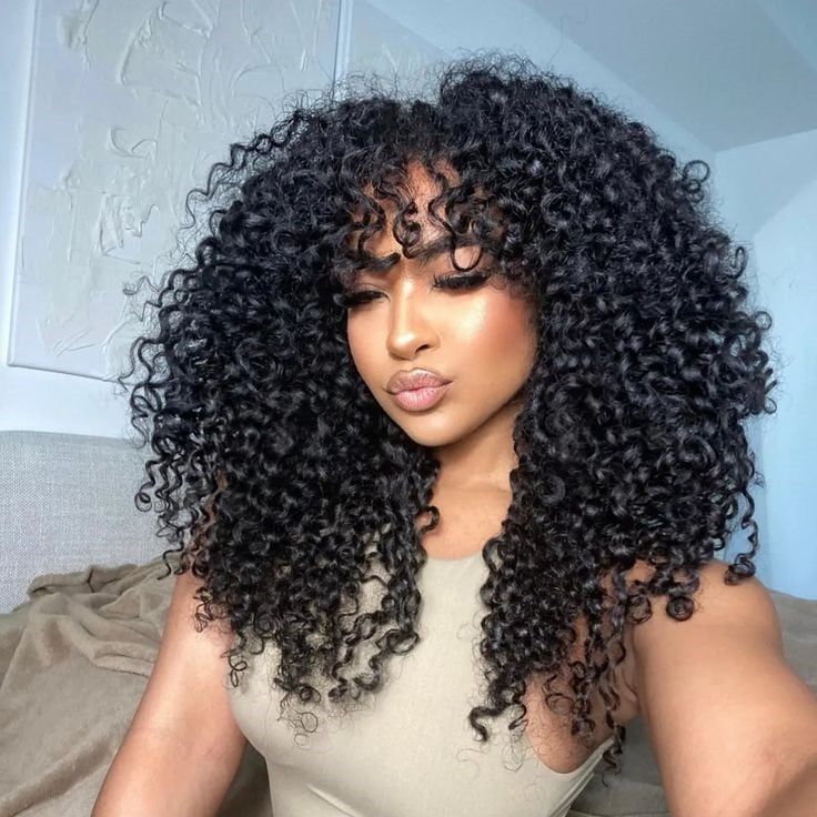 Water Wave Short Bob Wig With Bangs With Curls