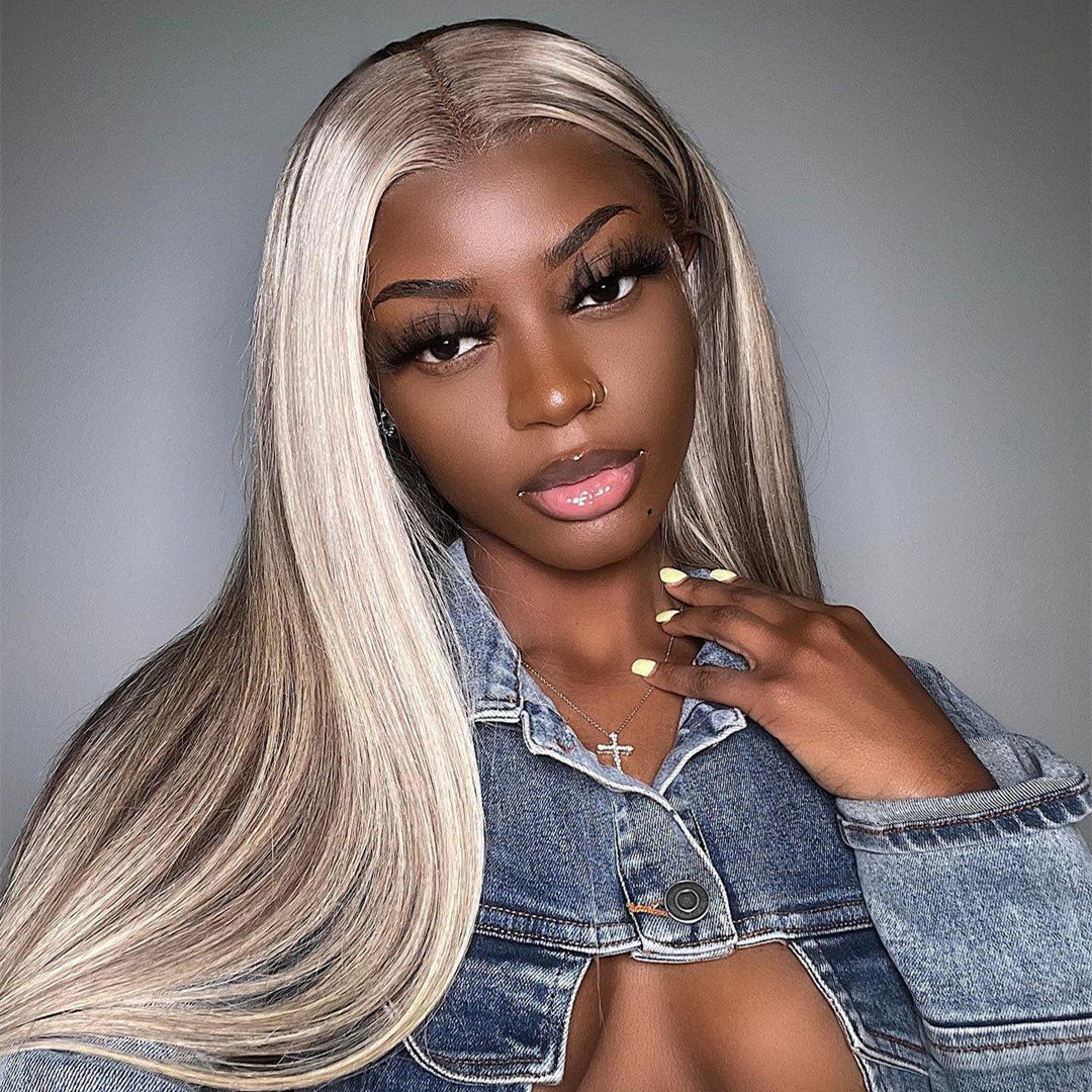 Ash Blonde 4/613 Blonde Highlight Straight Lace Front Wig | BGMgirl