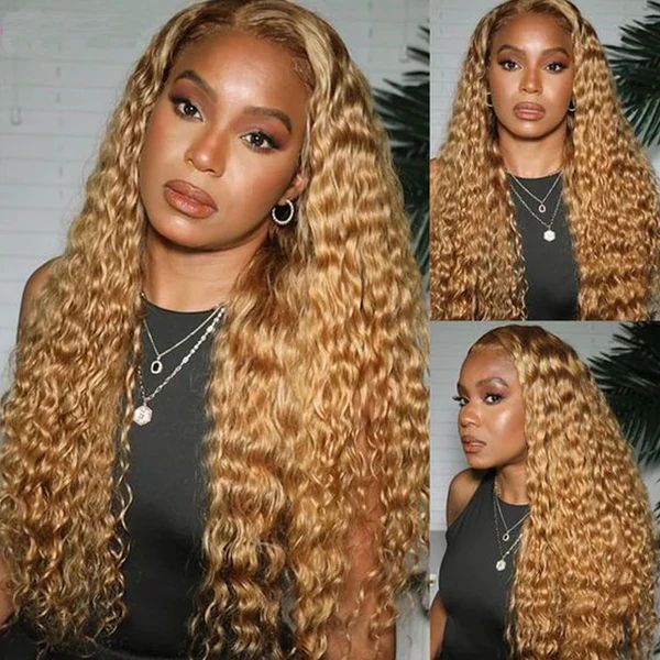 #27 Deep Wave 13x4 180% Lace Front Wig Pre Plucked Hairline Summer Color Wig 2024 Clearance