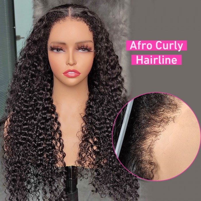 4C Curly Hairline Water Wave HD Lace Front Wig