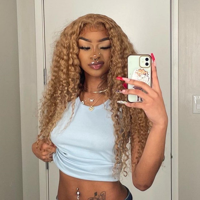 Honey Blonde Water Wave Lace Front Wig | BGM Hair