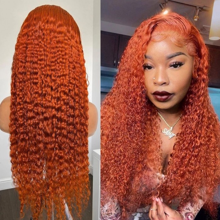 Fall Color Wigs Orange Deep Wave Wig