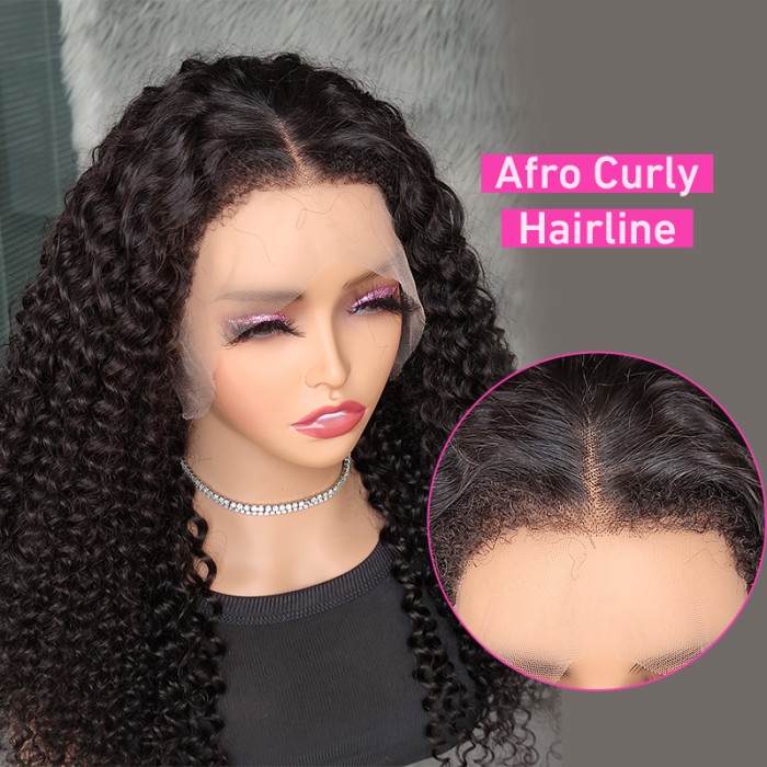 4C Curly Hairline kinky Curly HD Lace Front Wig