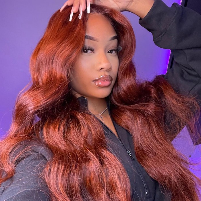 Reddish Brown Body Wave #33 Copper Color Lace Front Wig