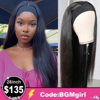Straight 28inch Headband 180% Human Hair Wig Clearance Sale | BGMgirl