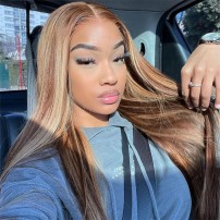 Brown Highlight Straight Wear & Go Glueless 180% HD Lace Closure Color Wig Valentines Day Sale