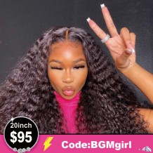 Deep Wave 20inch 4*4 Lace Closure Wig 150% Density Transparent Lace Clearance Sale | BGMgirl