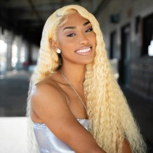 613 blonde front wig deep wave wig