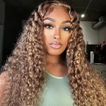 Brown Highlight Water Wave Wear & Go Glueless180% HD Lace Closure Color Wig | BGMgirl