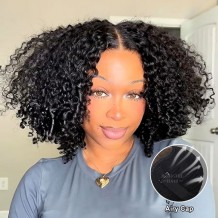 Short Bob Kinky Curly Wear Go Wig 6x4 HD Lace Closure 180% Glueless Wig | BGMgirl Hair