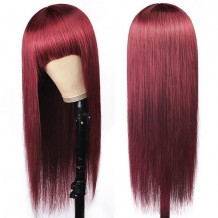 99J Burgundy Straight Wig With Bangs | BGM Hair