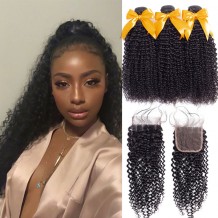 Kinky Curly Bundles With Closure Human Hair Extensions | BGMGirl