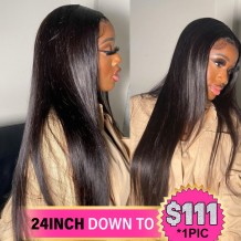 24inch Straight Wear Go Glueless 180% HD Lace Closure Wig Pre plucked Pre cut Lace Group Buy | BGMgirl