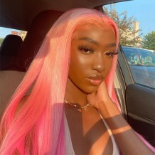 Ombre Pink Straight Color Lace Front Wig | BGM Hair