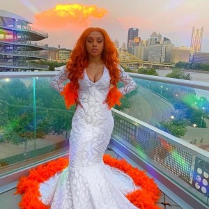 BGM Fire Orange Straight Lace Front 180% Density | Prom2k23
