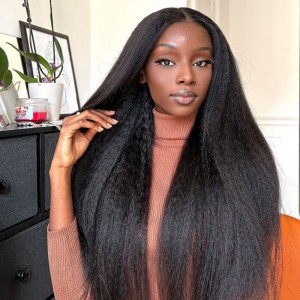 kinky straight wig transparent lace wig