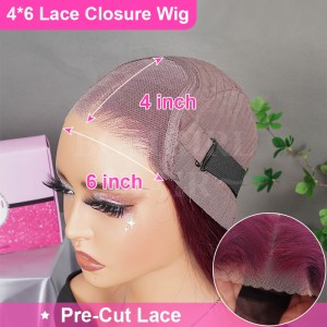 99J Straight Wear & Go Glueless 180% Lace Closure Burgundy Color Wig | BGM Hair