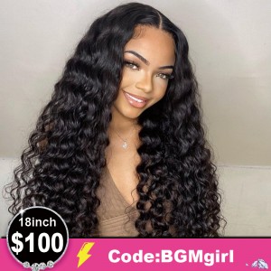 Deep Wave 18inch 150% Density Lace Front Wig Transparent Lace Wig Clearance Sale | BGMgirl