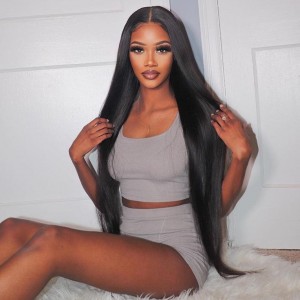 Straight 13x4 HD 200% Pre Bleached Knots Lace Front Wig Melt All Skin Tone 2024 Clearance