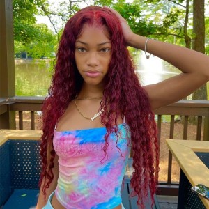 99j wig water wave wig burgundy wig