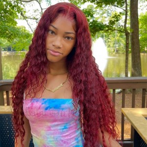 99J Burgundy Water Wave Lace Front Wig | BGMgirl