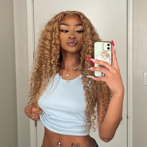 Honey Blonde Water Wave Lace Front Wig | BGM Hair