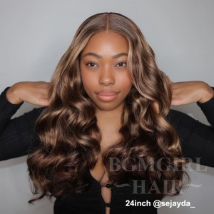 Brown Highlight Body Wave Wear & Go Glueless 180% HD Lace Closure Color Wig | BGM Hair
